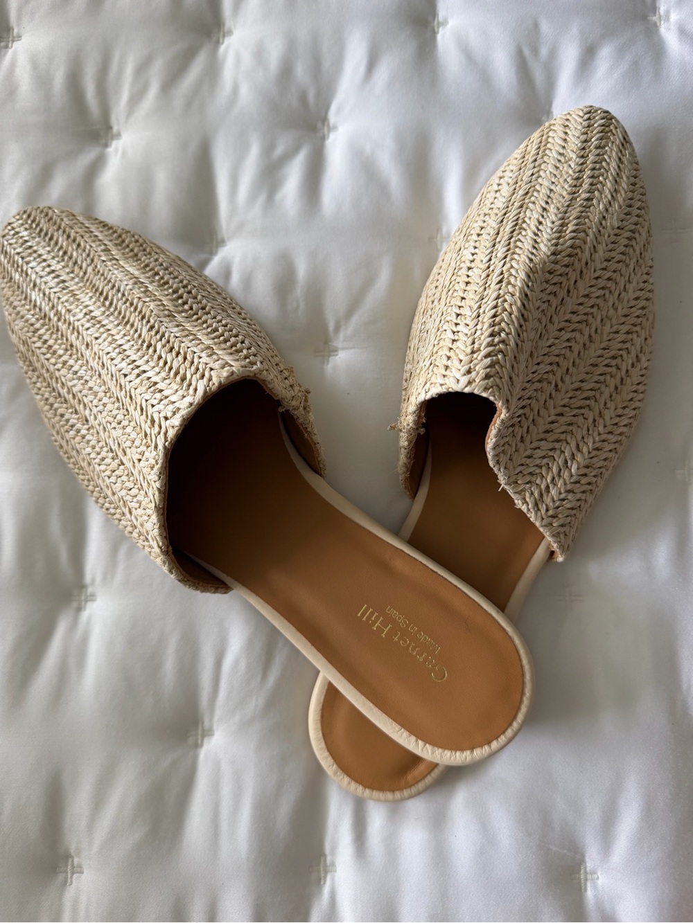 Garnet Hill Natural Beige Woven Backless Mules